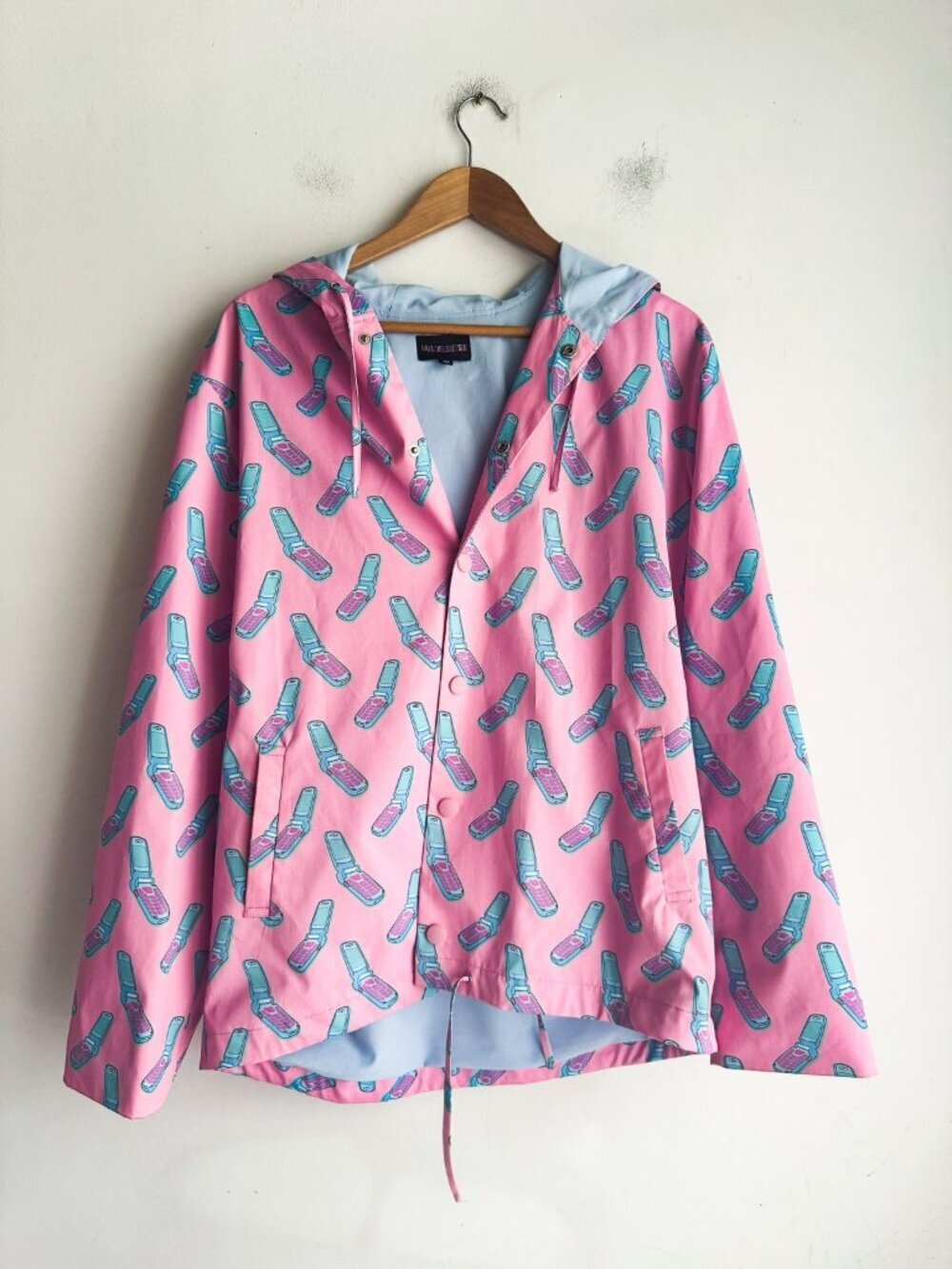 Hayley Elsaesser Flop Phon Print Pink Blue Hooded Jacket L